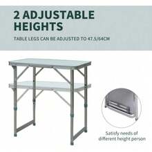 Foldable Picnic Table | Silver Patio Dining Table | Portable Camping Table | Garden Furniture - Default - View 5