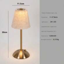 1pc Modern Pleated LED Table Lamp, Touch Control, 3 Color Temperatures With Adjustable Brightness, USB Powered, Indoor Use, Metal Base, Pleated Fabric Shade - Bedside Night Light - Linen - View 5