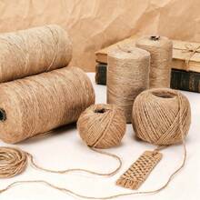 100M/Roll 2/3/4/6mm Natural Jute Rope Twine Cord Ribbon Crafts DIY Gift Wrapping Christmas Vintage Jute String Thread Sewing Party Wedding Home Decortion