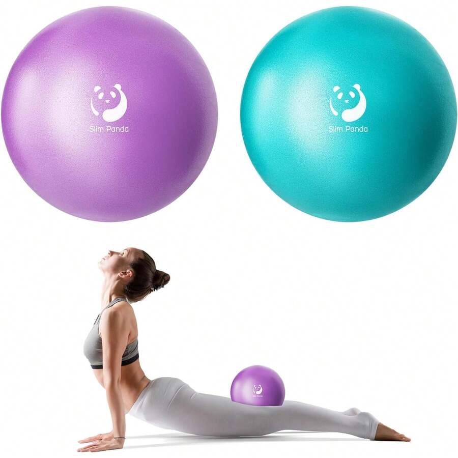 Pelota de pilates de panda delgada, bola de ejercicio pequeña de 9 pulgadas, bola de terapia, bola de núcleo, mini bola de yoga para pilates, equilibrio, estabilidad, entrenamiento, entrenamiento - Oro rosa + morado claro - Ver 1