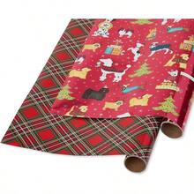 YQQ Papyrus Rollos de papel de regalo de Navidad estampado de perro de los mejores amigos de Navidad y Papá Noel 2 rollos 60 metros cuadrados Pies.)5735 - Chicdedafestivoyperros - Ver 1