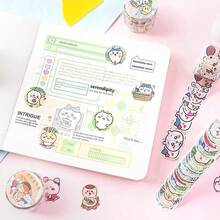 1张卡通环绕日式软可爱纸拼贴胶带DIY手账贴纸材料装饰棒卡通日式，学生礼物，奖励礼物，超可爱高档礼物送朋友，情人节礼物，广告礼品，情侣款，高档礼物[随机款] - 彩色 - 查看 9