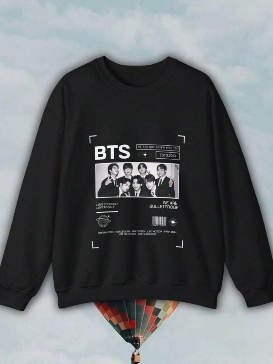 Kpop Hoodie We Are Bulletproof Sweatshirt Bangtan Boys Fan Gift (2) - 黑色 - 查看 1