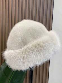 1pc Mongolian Style Thick Fleece Hat, Faux Lamb Wool Design, Unisex Windproof Ear Warmer Cap, Winter Cold Weather Outfit Women