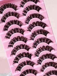 10 Pairs Russian Volume False Eyelashes, Suitable For Eye Makeup - Black - View 3