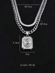 1pc Vintage Titanium Steel Stainless Steel Dragon Pendant, Stylish Layered Necklace For Men, Suitable As Birthday Gift For Friends - View 4