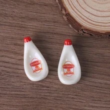 迷你逼真番茄醬扁瓶 DIY 冰箱磁鐵手工材料，微景觀道具，娃娃屋裝飾，桌面擺飾，創意番茄醬瓶小飾品，節日禮物，生日禮物，情人節禮物 - 彩色 - 查看 10
