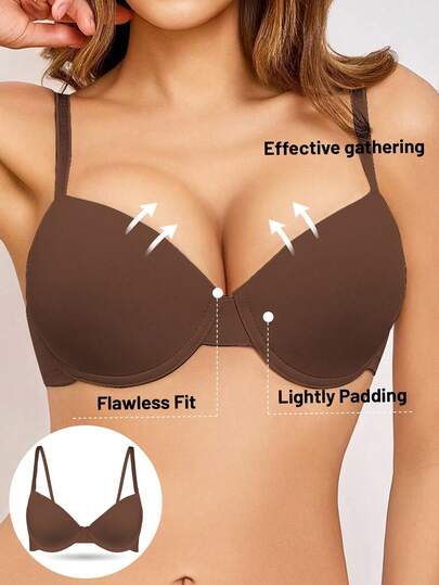 Women's Solid Color Minimalist Underwire Supportive Bra
