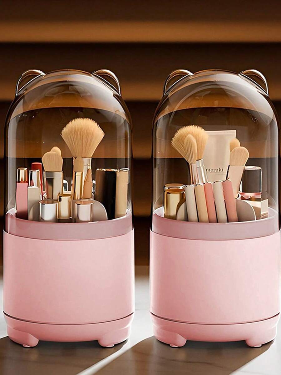 1 szt. Obrotowy o 360 stopni menedżer makijażu na biurko, menedżer pędzli do makijażu, pyłoszczelny uchwyt na szminkę i długopis do brwi