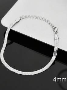 Men's Necklace And Bracelet Set, 4mm Stainless Steel, Gold/Silver Finish, Gift For Boyfriend/Husband - 銀網套裝 - 查看 3