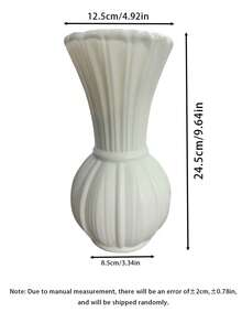 1pc French Style Minimalist Plastic White Flower Vase, Modern Decorative Vase, Creative Home Decor Accessory, Suitable For Floral Decoration On Dining Table, Desk, Living Room, Bedroom, Fireplace, Durable - White - View 12