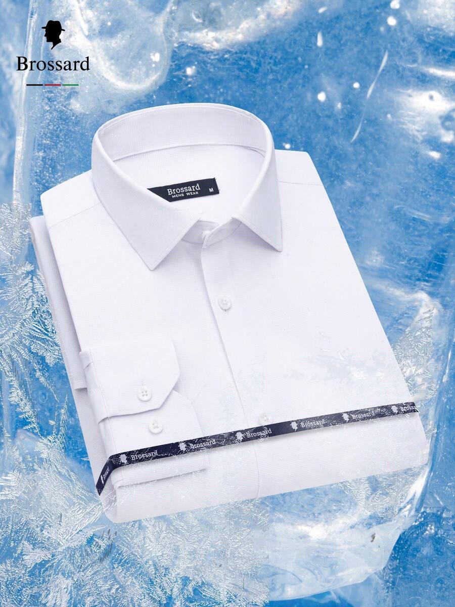 Men's Slim Fit Dress Shirt, Wrinkle-Free, Elastane Knit | Breathable Plaid Shirt | Elegant Slim Fit And High-Quality Fabric | Soft And Breathable | Imported Product - Trắng - Xem 1