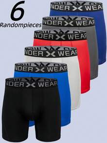 Bộ 6 quần đùi đấm bốc nam in chữ, thoáng khí, làm từ vải polyester co giãn cao cấp, thân thiện với da và thoải mái, thời trang, nhanh khô và thoáng khí, dễ thương và năng động, phù hợp cho chạy bộ, các môn thể thao dùng bóng và nhiều hoạt động khác quanh năm. - Nhiều màu - Xem 2