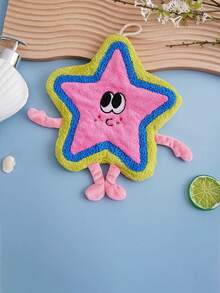 1pc Cute Star Pattern Towel, Modern Style Cartoon Design, Kitchen And Bathroom Towel, Absorbent Hand Towel With Hanging Loop, Thick Washcloth, Multi-Purpose Household Cloth - Multicolor - View 7