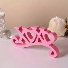 1 pieza Adorno decorativo de madera XOXO (disponible en rojo/rosa) - 21cm/8.26in * 10cm/3.93in, superficie brillante con patrón de corazón, crea un ambiente festivo, ideal para decoración de San Valentín/boda/aniversario, excelente para decoración de mesa/hogar/fiesta - Multicolor - Ver 7