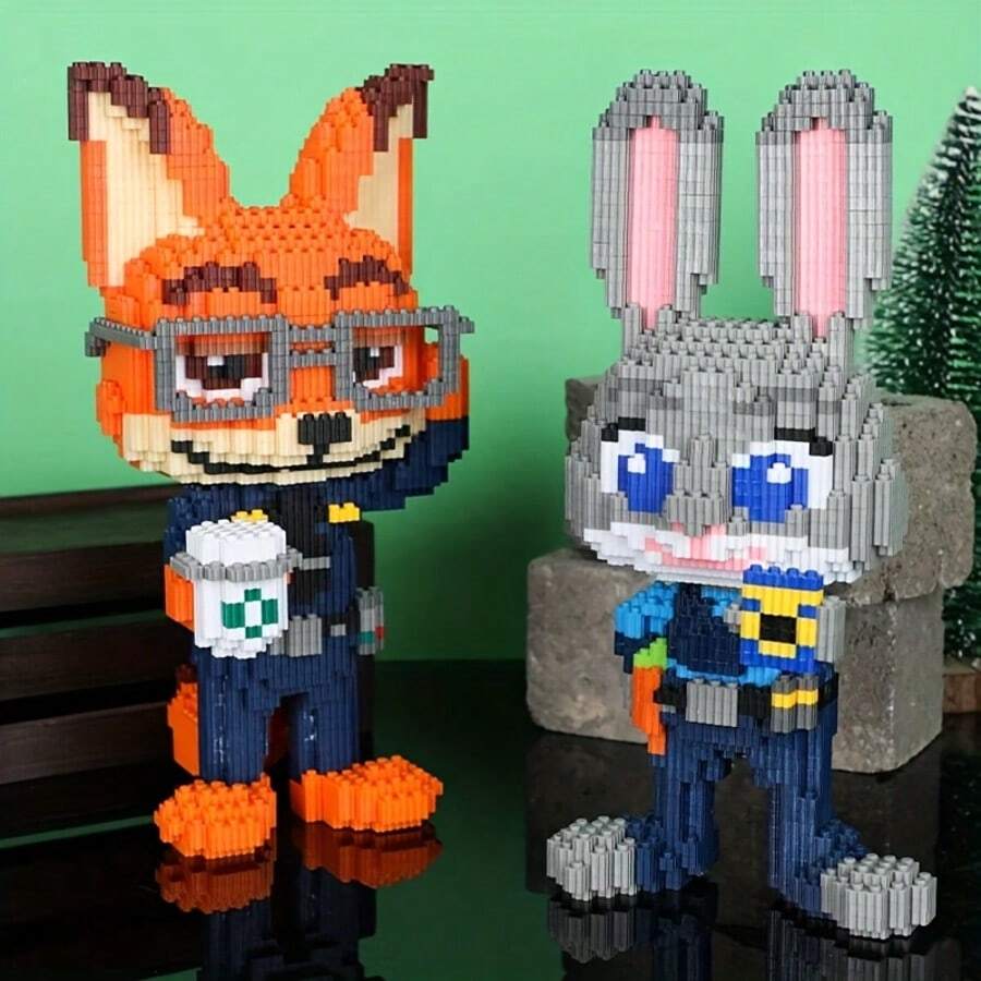 1pc Zootopia Judy And Nick Building Block Model Set - Birthday/Christmas/New Year Party Gift, Gift For Friends And Family Gathering - Multicolor - View 1