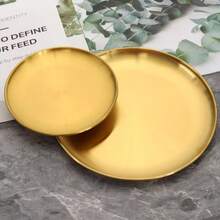 1 Exquisite Golden Stainless Steel Tray, Nordic-Style Jewelry Tray, Light Luxury Desktop Storage Tray, Stainless Steel Bathroom Tray, Cosmetic And Jewelry Display Tray, Perfume Tray, Aromatherapy Candle Tray, Used For Storing Cosmetics, Jewelry, Perfumes, Candles, Holiday Gifts, Christmas Decorations, Thanksgiving Arrangements, New Year Celebrations, And Valentine's Day Surprises