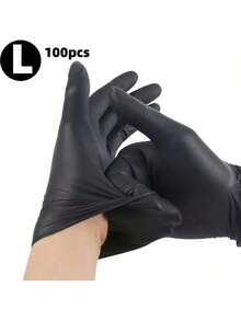 50/100 Pieces Of Black Powder-Free Nitrile Gloves, Latex-Free Disposable Gloves, Durable Household Cleaning Gloves, Available In Sizes S, M, L, And XL. Suitable For Kitchens, Bathrooms, Cleaning, Beauty, Hair Dyeing, Pets, Beauty Salons, Cleaning Supplies, And Household Tools (Without Box). - 黑色 - 查看 11