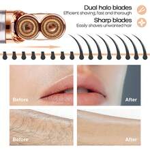 Eliminador de vello facial y corporal Conduroma de doble cabezal - Afeitadora con luz LED y cabezales de repuesto para uso de la cabeza a los pies: vello suave, áreas íntimas, axilas, antebrazos, piernas, dedos de los pies y talla grande. - Multicolor - Ver 9