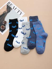 Disney 1 Pair/5 Pairs/10 Pairs Women's Mid-Calf Socks - Stitch Pattern, Couple Mid-Calf Socks, Two-Stripe Sports Mid-Calf Socks, Versatile Style, Suitable For Daily Wear And As Holiday Gifts - Multicolor - View 12