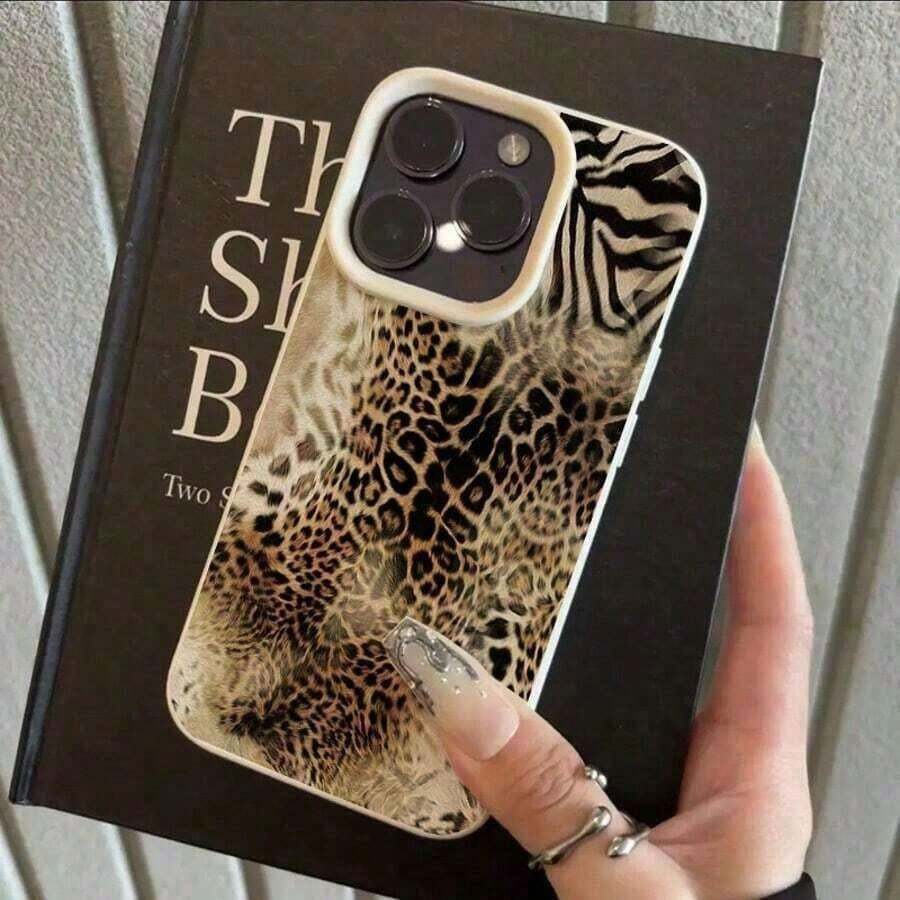 Vintage Zebra & Leopard Print TPU Phone Case Compatible With IPhone// SmartphonesFOR-YOUR-BELOVED-PHONEChristmas Gifts - 1pc - 查看 1