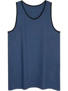 playera de tirantes para hombre, básica, casual, deportiva, para entrenamiento, gimnasio - Encuadernación en contraste negro - Ver 6