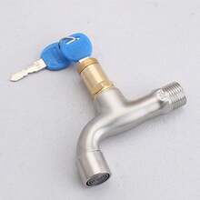 Grifos de jardín con cerradura que evitan el robo de agua y aseguran baberos al aire última intervensión, montaje en pared, llave de fregadero de acero inoxidable, lavabo de baño - 1 - Ver 3