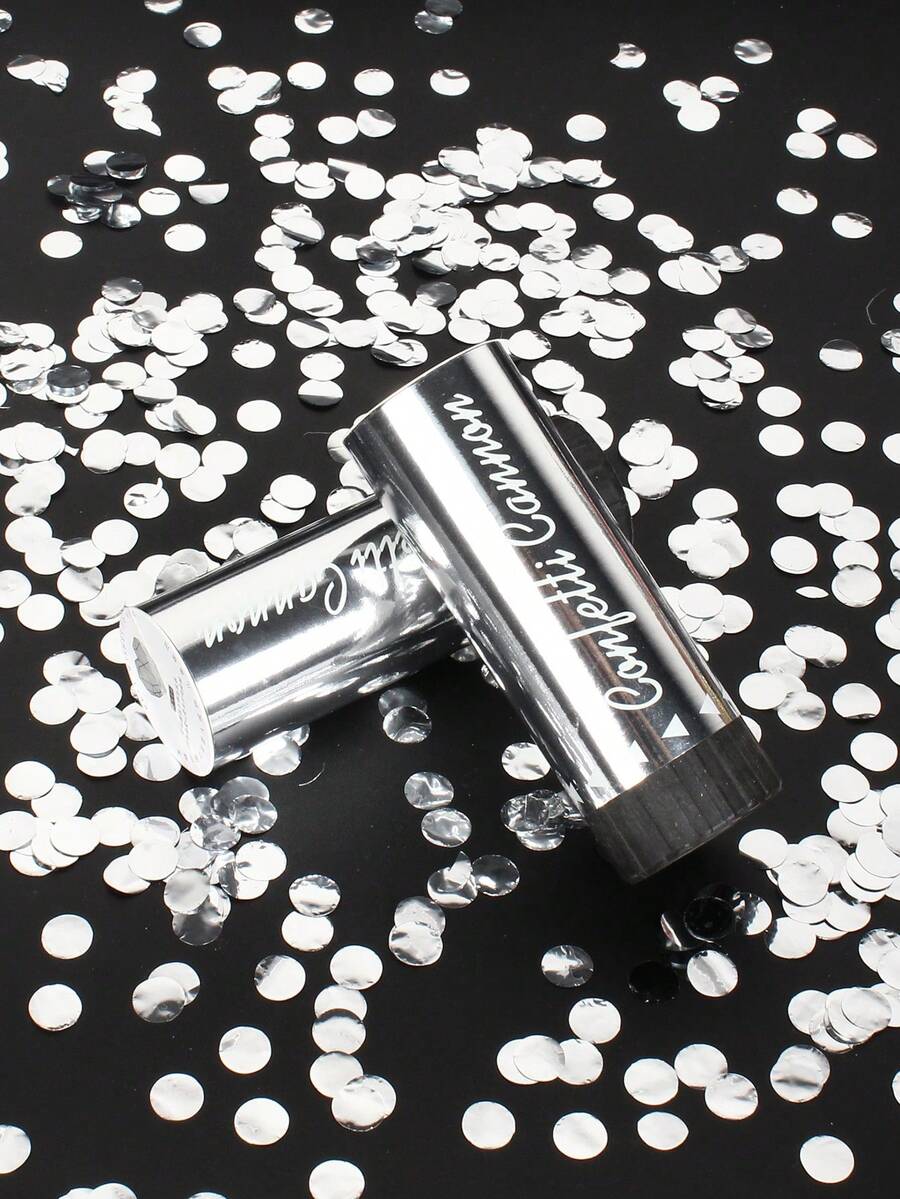 3pcs Colorful Paper Confetti Poppers, Multicolor Paper Confetti Hand-Held Twist Poppers, Party Decorations For Graduation, Wedding, Birthday, Gender Reveal, New Year, Mother's Day, Graduation Ceremony And Other Occasions - Silver - View 1