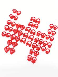 10pcs Cute Heart, Star, Bow Hair Ties, Wool Scrunchies, Red Headbands