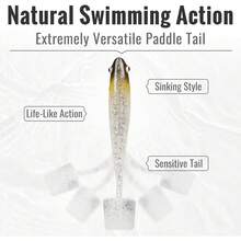 TRUSCEND Señuelos de Vinilo para Pesca Pre-Rigged Jig Head Swimbaits para la Pesca de la Lubina Camarón Suave cebos Cebos de Pesca de Primera Calidad para el Agua Dulce Salada - H-2.5 pulgadas, 0.8 onzas, 12 piezas - Ver 8