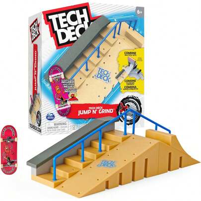EstiloTech Deck, Jump N' Grind X-Connect Park Creator, Juego de rampas Personalizable y construible con una patineta Exclusiva, para niños a Partir de 6 añosVersión mejorada