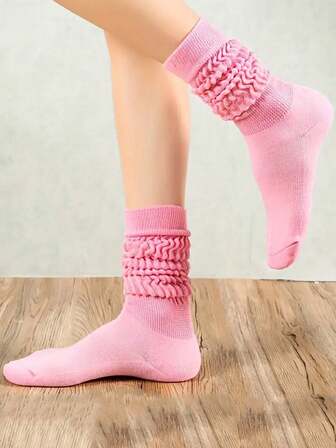 4 双大码女式简约休闲吸湿排汗松紧袜