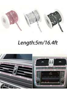 Sparkling 1-Meter Self-Adhesive Rhinestone Strip For Car Interior Party & Wedding Decor - PVC Crystal Bling Trim For Vehicle Dashboard, Door Handles Windows And Gift Boxes