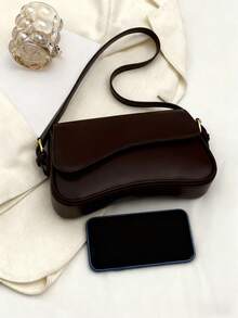 輕便商務休閒簡約翻蓋方形包適合青少年女孩女大學生、菜鳥和白領完美適合辦公室、大學、工作、商務、通勤、戶外、旅行、郊遊 - 咖啡棕 - 查看 7