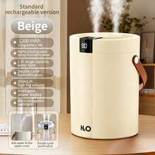 GS44 Humidifier New Rechargeable Humidifier Warm Night Light Digital Display Function Quiet Large-Capacity Home Air Humidifier Dual Nozzles For High Mist Output Suitable Scenarios: Desk Humidifier Bedside Humidifier Indoor Use Holiday Gift Fashion Essential Cozy Ambiance Minimalist Design Battery Capacity: 1200mAh