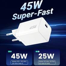 45W GaN USB-C Fast Charger With 1M Type-C Cable, PD PPS Dual Protocol High Power Charging Block, Efficient Rapid Charging Adapter Compatible With IPhone 17 16 15 14, Galaxy S25 S24 S23, Pixel, Tablet Smartphone, White - EU C Type Plug(220-240V) - View 3