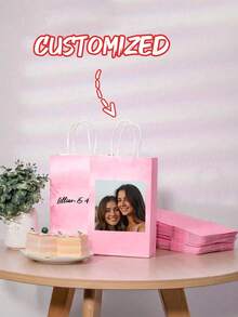 1/5/10pcs Custom Gift Bags With Handles, Reusable Paper Bags, Small/Medium Size, Commercial Use, Retail Product Bags, Birthday Party Gift Bags, Wedding Gift Bags, Party Favor Bags, Minimalist & Stylish, Customizable, Personalized, Anniversary Exclusive - Multicolor - View 4