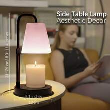 xoddi 1 PCS Candle Warmer Lamp With Timer, Frosted Lampshades Eye Protect Scented Candle Jars Electric Wax Melter Bedroom Bedside End Table Desk Night Light Adjustable Height Warm White Aethetic Room Decor Dimmer House Warming Home Women Gifts Metal Base-(Pink) - 查看 5