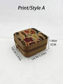 1 pieza/Bolsa organizadora de joyas de estilo vintage con asa de PU, bolsa de almacenamiento de joyas, pequeña caja de joyas de viaje, estuche de joyas, bolsa de cuero PU con cuatro cremalleras para mujeres y niñas, regalo del Día de San Valentín, regalo de boda, regalo de cumpleaños, caja de regalo para almacenamiento de relojes, aretes, collares y anillos, decoración de habitación, caja de regalo de Navidad, accesorio de tocador, artículo esencial de vanidad