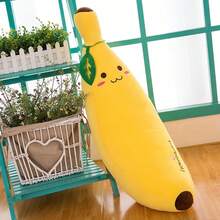 Soft Banana Plush Pillow Doll Long Bolster Stuffed Fruit Series Decor For Living Room Bedroom Nap Cute Banana Doll - 黃色 - 查看 8