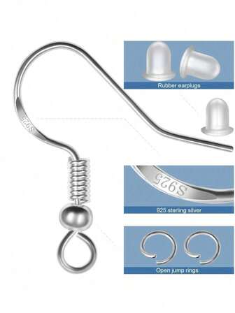 Örhängeskrokar, 150 delar silverfärgade hypoallergena örhängeskrokset för smyckestillverkning, uppgraderat premium örhängesset, örhängestillverkningstillbehör med örhängesbakstycken och hoppringar