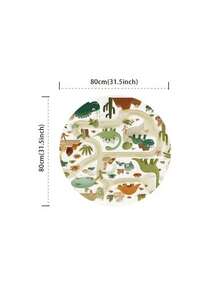1 件史前恐龙主题圆形地毯，圆形，浅色底色搭配恐龙和绿色植物史前元素，风格清新活泼，适合自然探索和趣味家居装饰。 - 彩色 - 查看 5