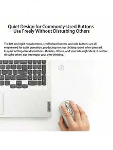 Lenovo Xiaoxin M3 Quiet Office Mouse: Bluetooth Triple Channel, Switchable To 3 Devices, PixArt Sensor, 4 DPI Settings, Silent Buttons, Skin-Like Touch - Dusk Gray - View 5