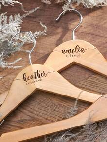 Customized Text Logo Wooden Clothes Hanger, Solid Wood Non-Slip Clothes Rack, Wooden Garment Hanger For Clothing Store, Hotel, Home Use, Thick Non-Slip Clothes Hanger