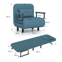 Fabulcozy Colchón/sofá cama ajustable y plegable, chaise longue multifuncional 3 en 1 para espacios reducidos, funda de lino extraíble, capacidad de carga 135 kg (azul)