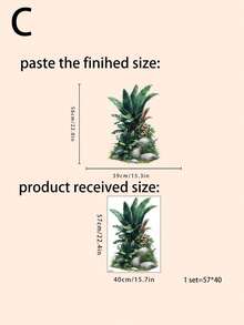 1pc Simulated Stone Green Plant Tree Decorative Sticker PVC Sticker Removable Self-Adhesive Easy-Tear Sticker Home Decoration Make Your Life Fresh Holiday Decor Stickers Birthday Graduation Gifts - Multicolor - View 6