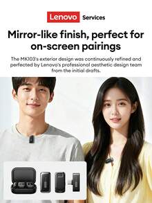 Lenovo MK103 Clip-On Microphone, Ultra-Clear Recording, Wireless, Outdoor Short Video Recording, Smart Noise Cancellation, Type-C Interface, Anti-Explosion, Wireless Mini Microphone For Live Streaming