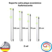 Soporte caña de pesca económico, de aluminio natural con vaso y horquilla de plástico fosforescente, con ángulo de 25x25x2mm. Ideal para la pesca de surf casting desde playa. Pescabarato 2013. - Amarillo - Ver 5
