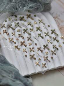 1 miếng dán móng tay hình thánh giá kim loại cổ điển, màu tối, họa tiết thánh giá cao cấp, decal trang trí móng tay 3D tự dính, phụ kiện làm móng DIY, dụng cụ làm móng - Nhiều màu - Xem 2