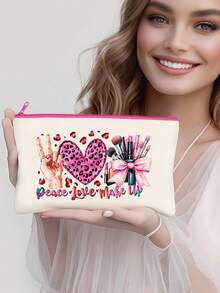 Sac organisateur de maquillage style Y2K avec nœud papillon, trousse de toilette de voyage portable, sac multifonctionnel, porte-pinceaux, étui à crayons, ensemble cadeau de fête, sac à fermeture éclair pour rouge à lèvres, pinceaux, téléphone, porte-monnaie, convient pour la maison, les voyages, la plage, la piscine, les fêtes, l'école - Beige - Voir 6